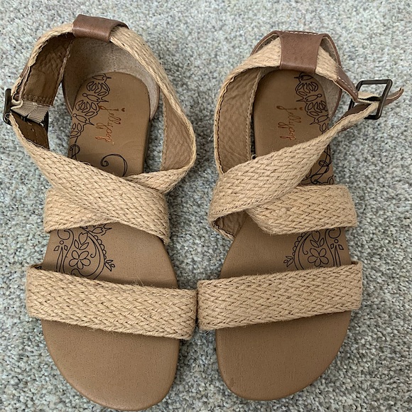 Jelly pop | Burlap strappy sandals - Picture 1 of 4